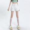 2025 Spring/Summer Women's High-Waisted A-Line Black Denim Shorts: Loose, Slimming, Wide-Leg, Rolled Hem Style