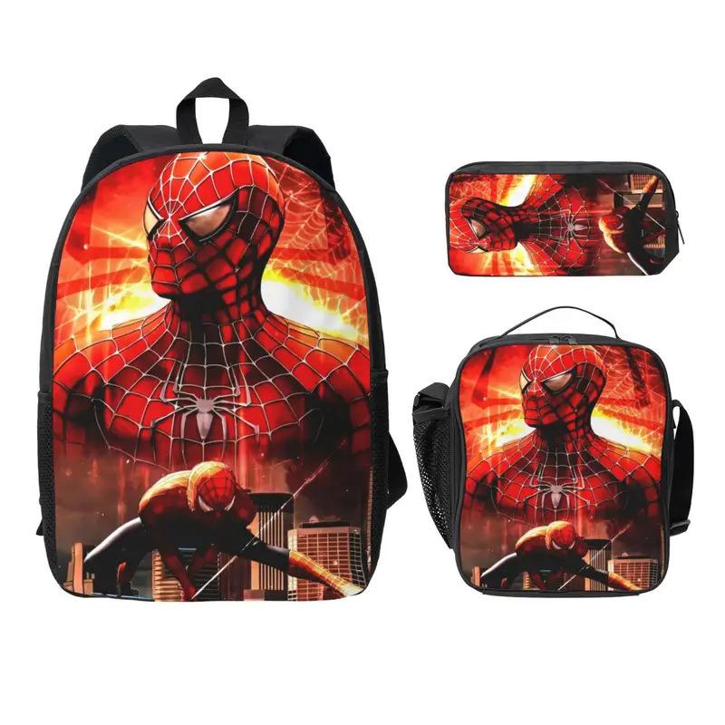 Cartoon Children'S Schoolbag Three-Piece Set, Primary School Bag, Water-Proof Polyester Messenger Bag, Pencil Bag.