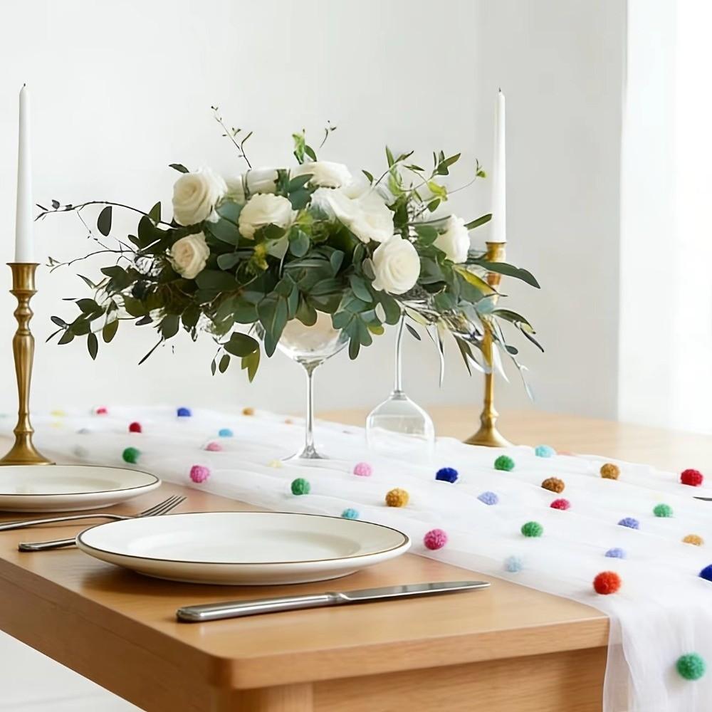 Handmade Tulle Table Runner Romantic Wedding Desktop Decoration Birthday Party