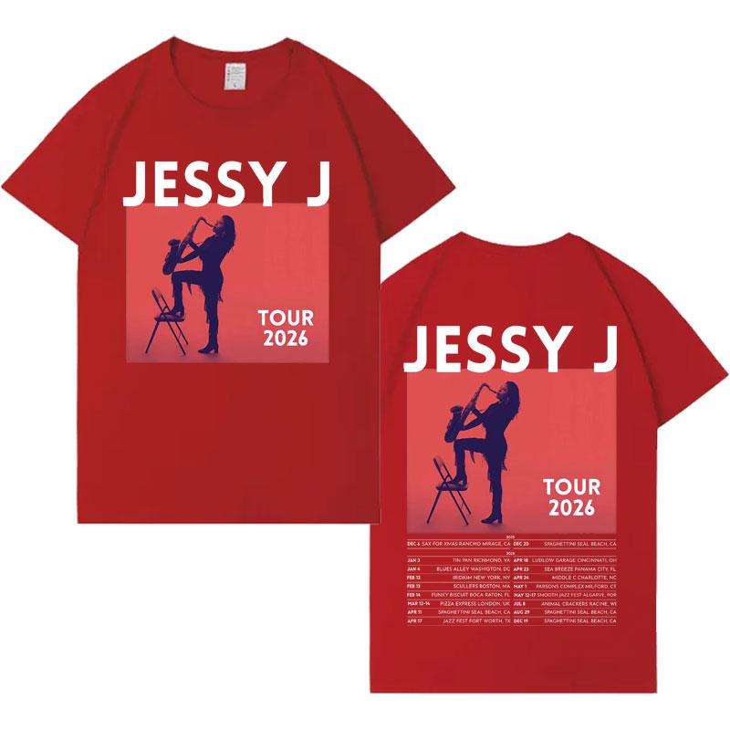 Певица Джесси Джей 2026 Тур по альбомам Футболка Летняя Хлопковая Харадзюку Эстетика Футболки С коротким рукавом Уличная одежда Футболки Мужская Женская Футболка S