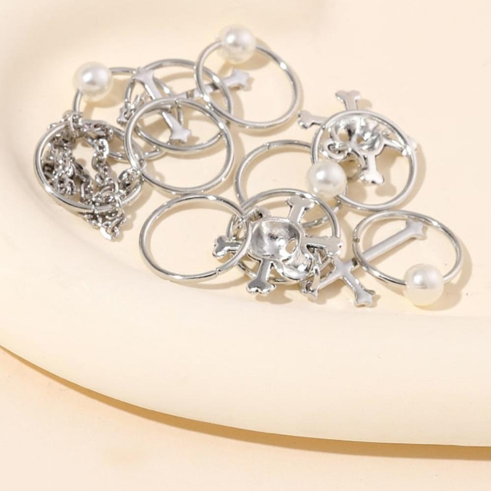 13pcs Metal Cuff Clips Dreadlocks Beads Cross Skull Hair Braid Tubes Mixed Hair Rings Set Decor