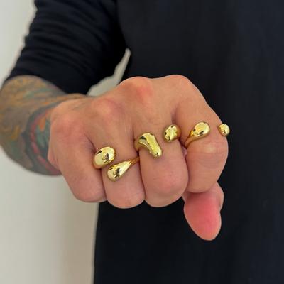 Minimalist Men's Water Drop Ring Set Hip Hop Niche Exaggerated Ring Men's Metal Index Finger Ring