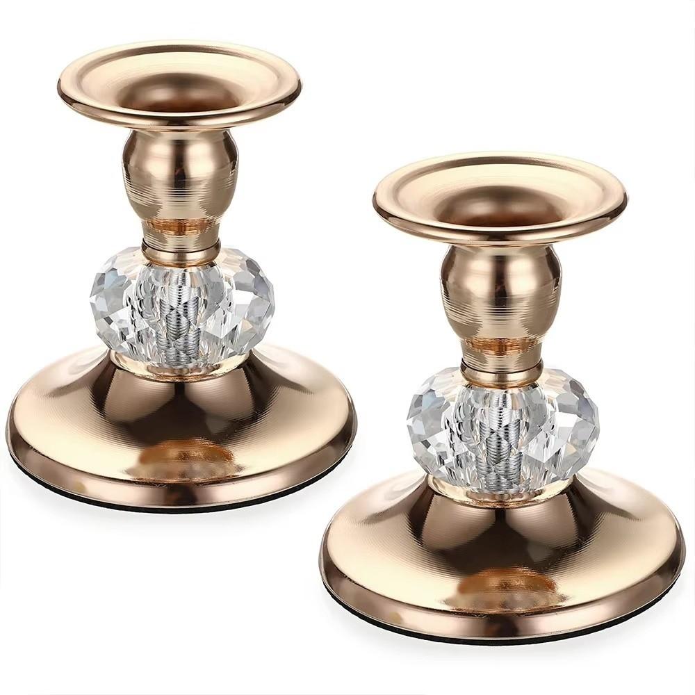 For Candle Light Dinner Table Candlestick Holder Metal Crystal Candle Stand  Birthday