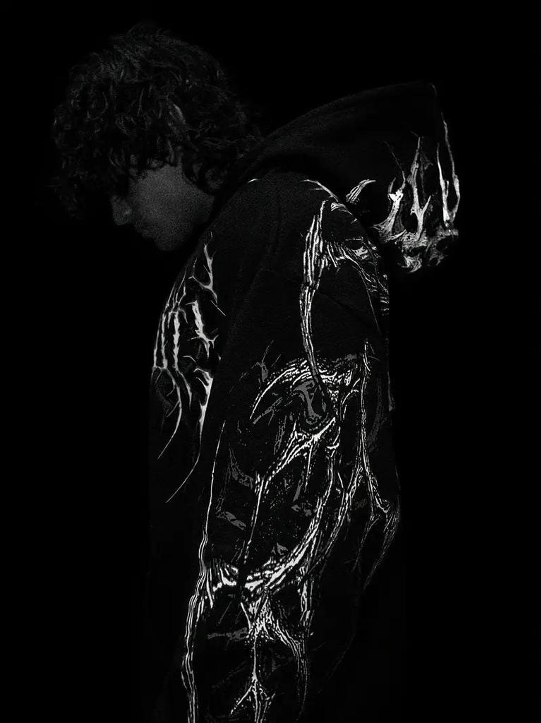 Breathedivinity Herbst Herren Kapuzenjacke mit Print in Übergröße