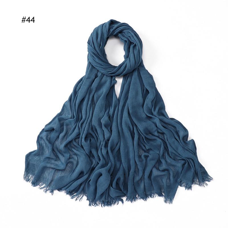 % Rayon Pleated Solid Color Human Cotton Two-end Beard Bag Headscarf Female, New Breathable Soft Scarf
