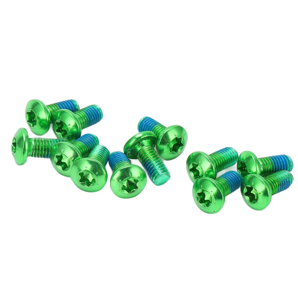 12pcs M5x11.5mm Bicycle Disc Brake Rotor Bolts Screws Alloy Disc Rotor Screws for Mountain BikeGreen, 12 Pcs set