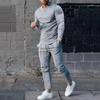 Casual And Comfortable Spring And Autumn Men'S Solid Color Casual T-Shirt Long Sleeved Shirt Long Pants Set Sportswear Hoodie Two-Piece Set