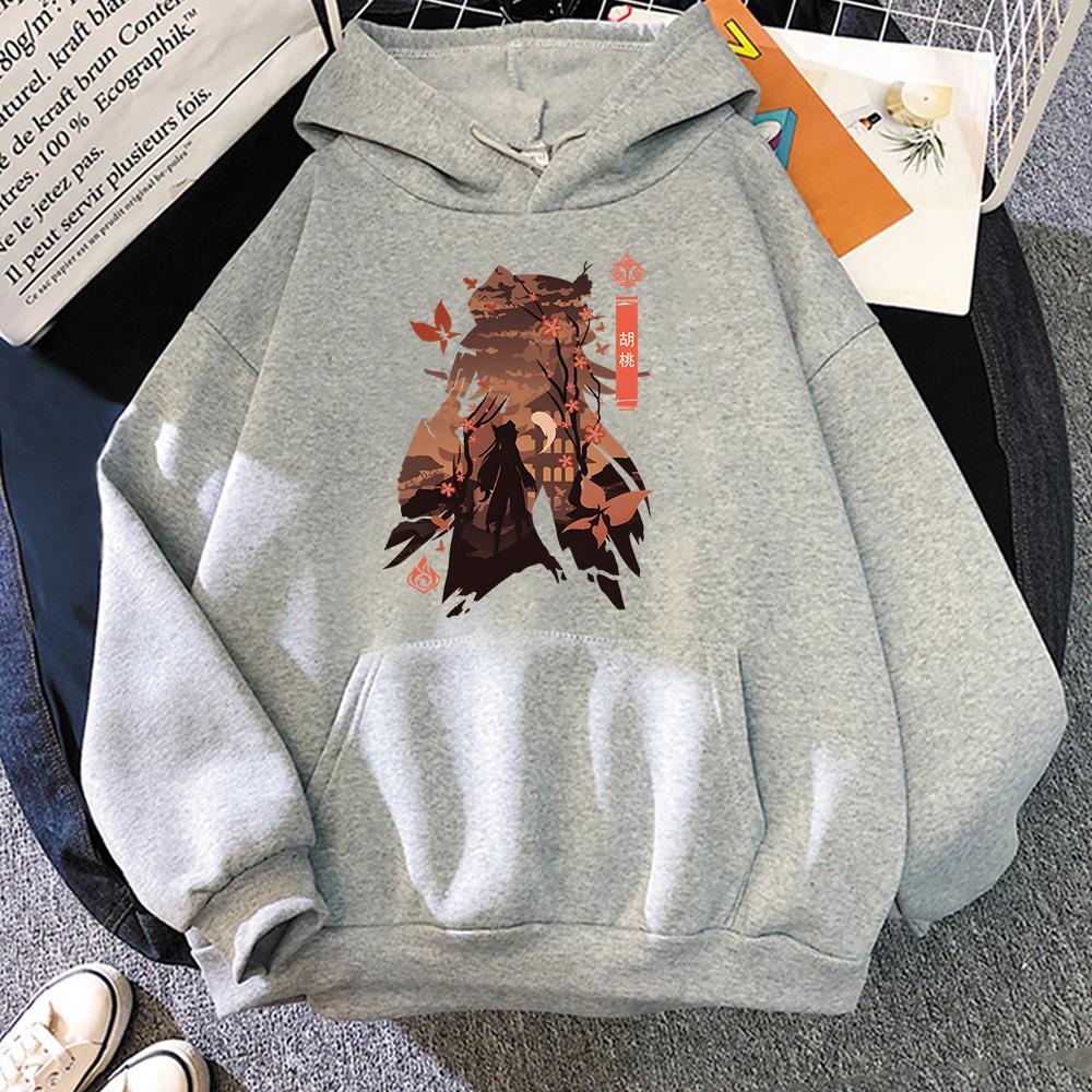Hu Tao Cosplay Costume Hot Game Genshin Impact Hoody Oversized Clothes Kawaii Cartoon Women Hoodies Men Long Sleeve Streetwear
