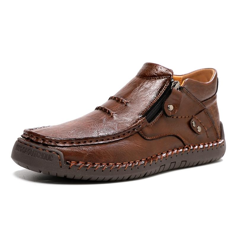 Men's Outdoor Casual Shoes Slip-on Flats Leather Shoes High-top Shoes Large Sizes Ankle Boots Formal Shoes 38-50