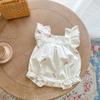 Summer Baby Romper Cotton Short Sleeve Square Neck Embroidered Onesie