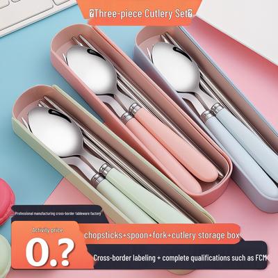 Children's Stainless Steel Cutlery Set: Spoon, Fork & Chopsticks