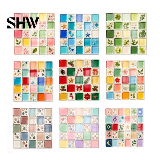Self Adhesive Mosaic Wall Stickers Acrylic Tile Stickers, Peel and Stick Self-Adhesive Backsplash Tiles, HD Glossy Waterproof Kitchen Oil-Proof Decals