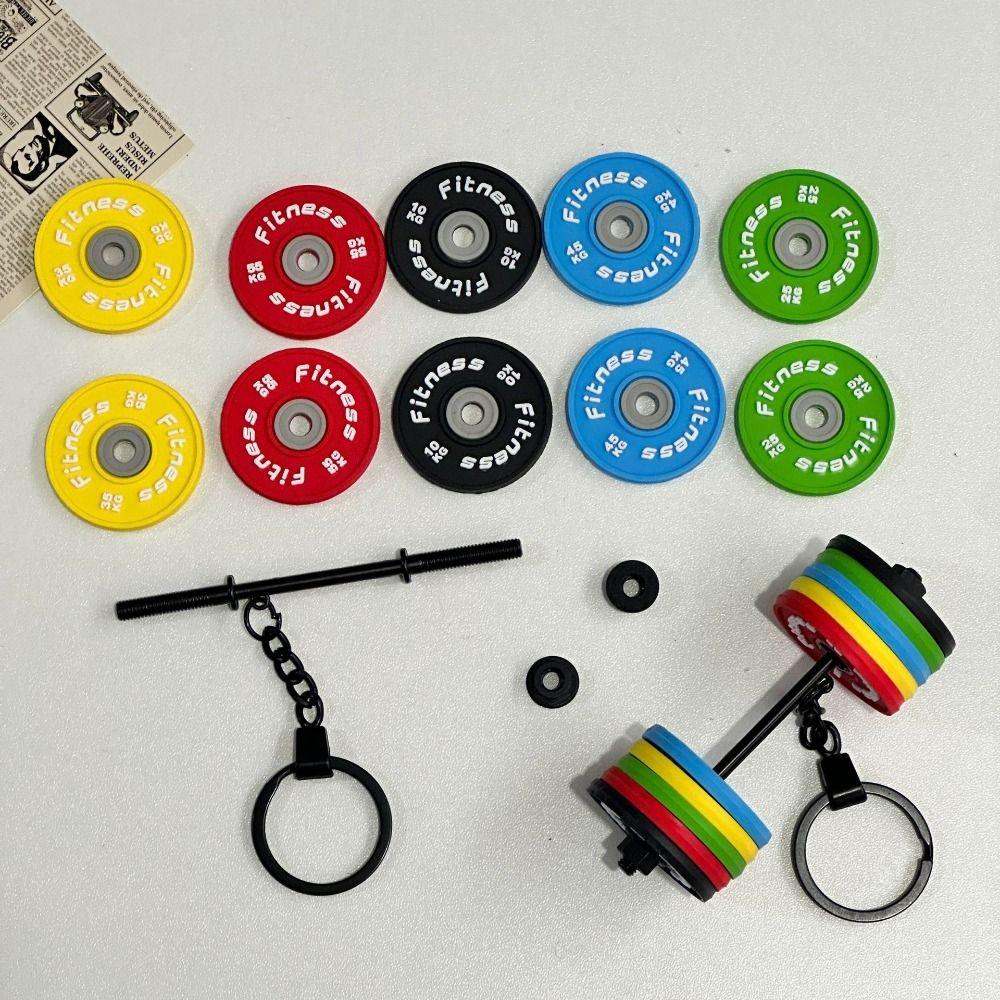 Mini Barbell Plates Key Chain Dumbbell Fitness Series Pendant Cool Barbell Plates Keyring Friends