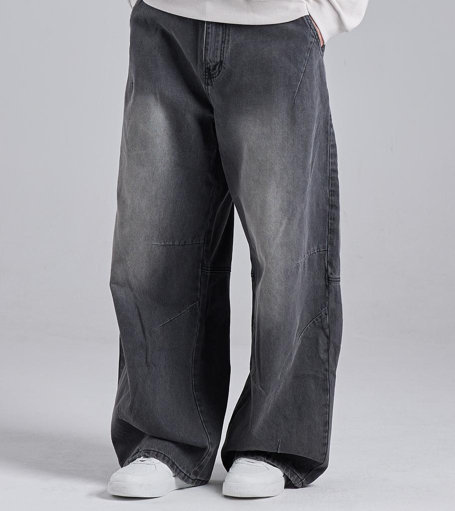 Beoteunseoul Balloon Fit Soft Wash Denim Pants (Gray)
