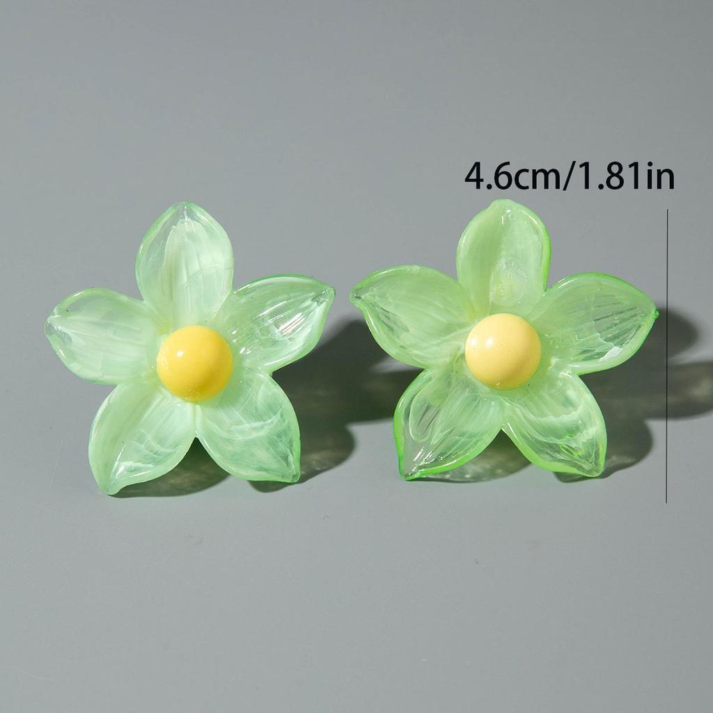 New Spring/Summer Simulation Dyeing Resin Flower Earrings for Women's Jewelry, Fresh and Cute Flower Earrings