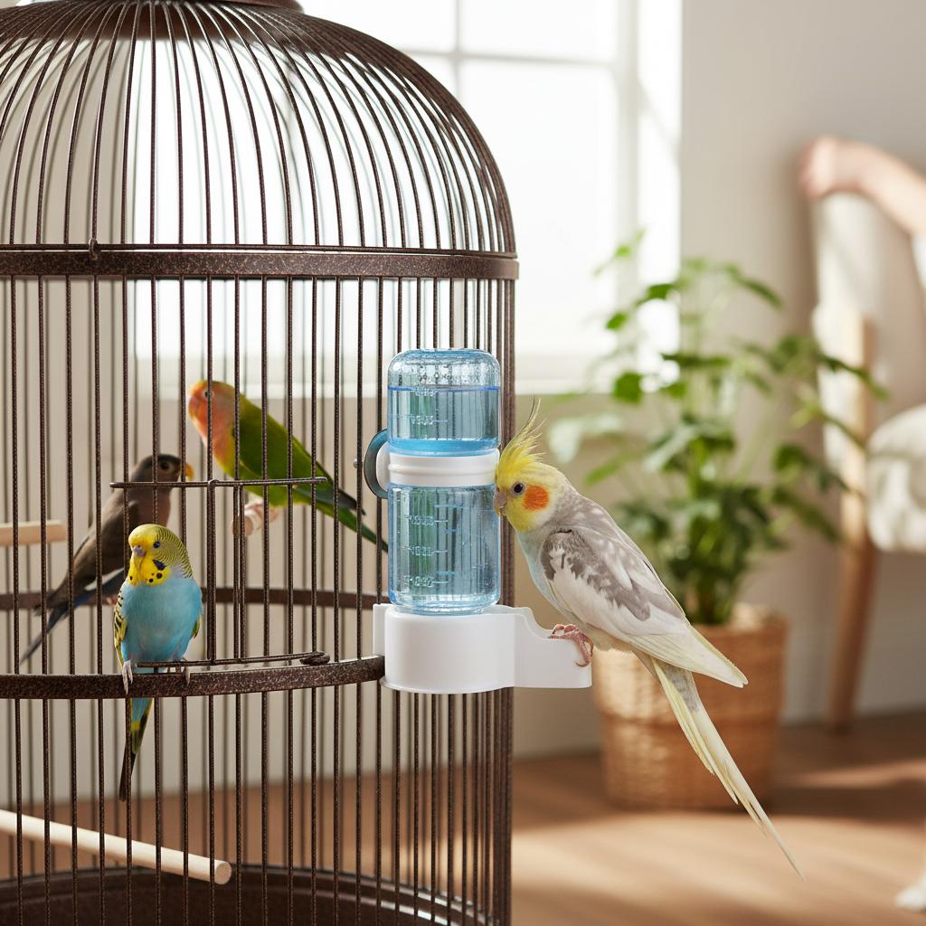 Bird Water Feeder For Parrot Budgie Cockatiel Lovebird Universal Pet Drinking Bottle With Leak Proof Design And Easy Install