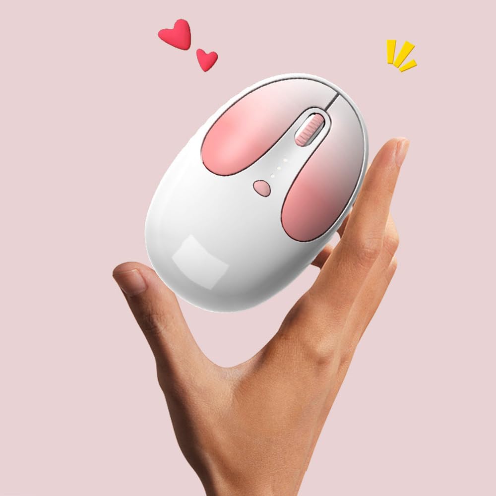 Wireless Mouse, Bluetooth & USB Dual Connection, Quiet, Type-C Rechargeable, Optical, Compact, Lightweight Design, 3-Level DPI Adjustment, Cute