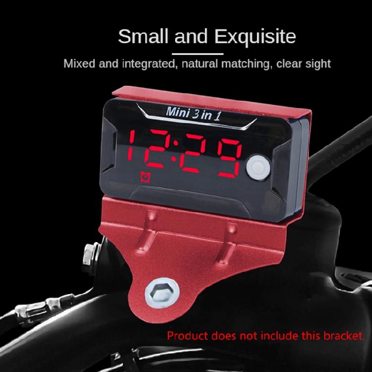 Digital Car Motorcycle Thermometer Voltmeter 3 In 1 Electronic Clock LED Watch
