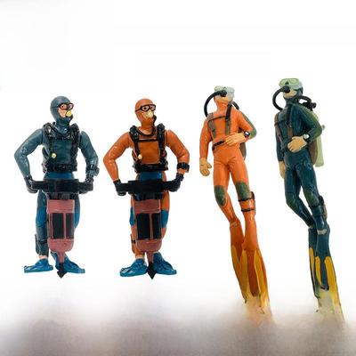 Kreslená figurka pokladu potápěče Frogman pro výzdobu akvária