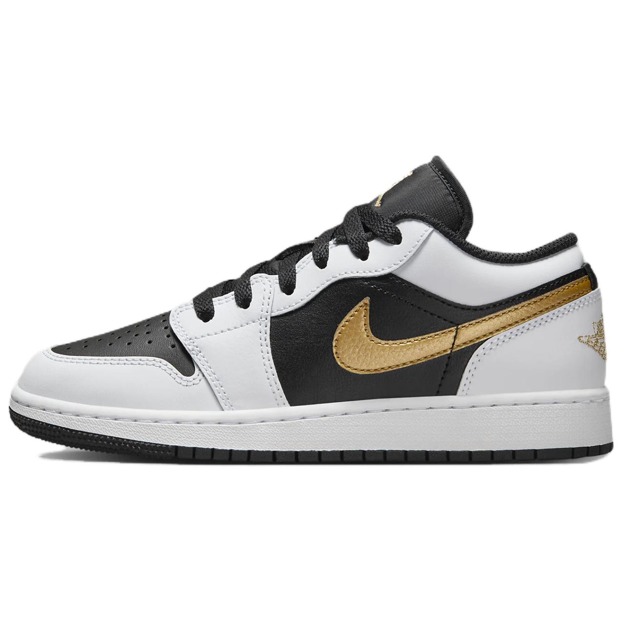 Air Jordan 1 Low Youth White Black Metallic Gold 553560-172 36