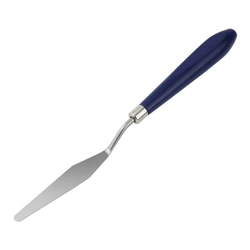 Oil Paint Scraper, Blue Wooden Handle, Stainless Steel Palette Knife