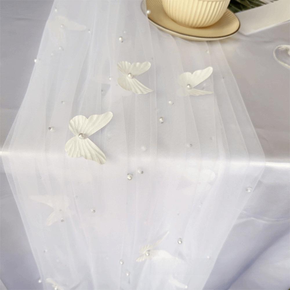 Semi-Transparent Tulle Table Runner Romantic Sheer Table Cover For Table Decoration