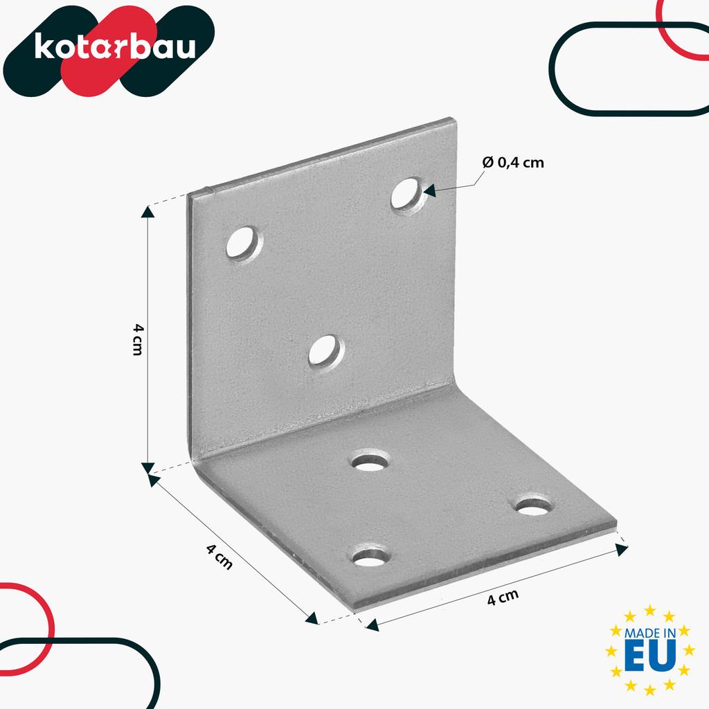 KOTARBAU® Carpenter's Angle Construction Connector Stainless Steel Galvanized 40 X 40 X 40 MM Set of 100 PCS