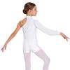 Body da Ginnastica Artistica e Pattinaggio Artistico da Ragazza a Spalla Singola, Manica Lunga, Rucherato in Rete