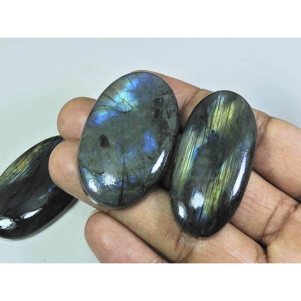 29X45-29X48MM Natural Multi Labradorite Oval Cabochon Loose Gemstone 4PcsLot LL-969