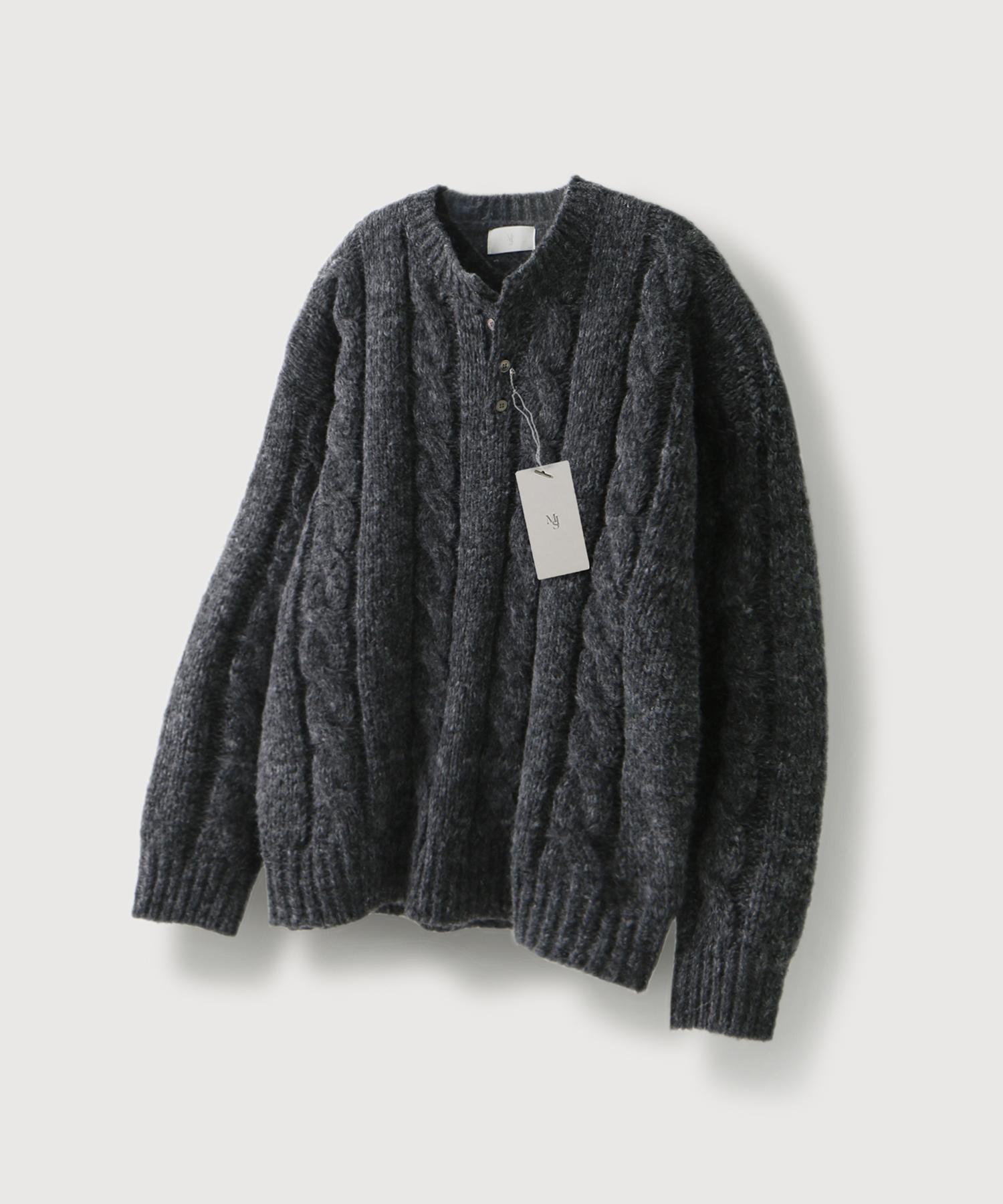 Mood Inside Sono Cable Henley Neck Knit_Charcoal Charcoal/L