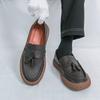 Fashion Fashionable Spring Men's Comfortable Thick Soled Casual Leather Shoes Brand Men's Tassel Pointed Breathable Anti Slip Loafers