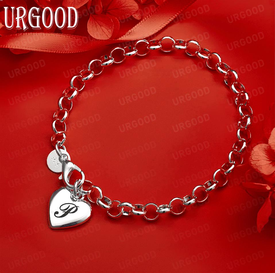 925 Sterling Silber Seitenkette mit Buchstaben Exquisites Armband Geschenk Schmuck