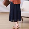 2025 Retro Graphite Wash Ramie Midi Skirt with Full Cotton Lining - Double Layer Flowy Slimming Long Skirt for Women