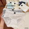 Ladies Spring and Summer Retro Sexy Lace Side Bow Broken Ice Silk Cotton Crotch Triangle Briefs