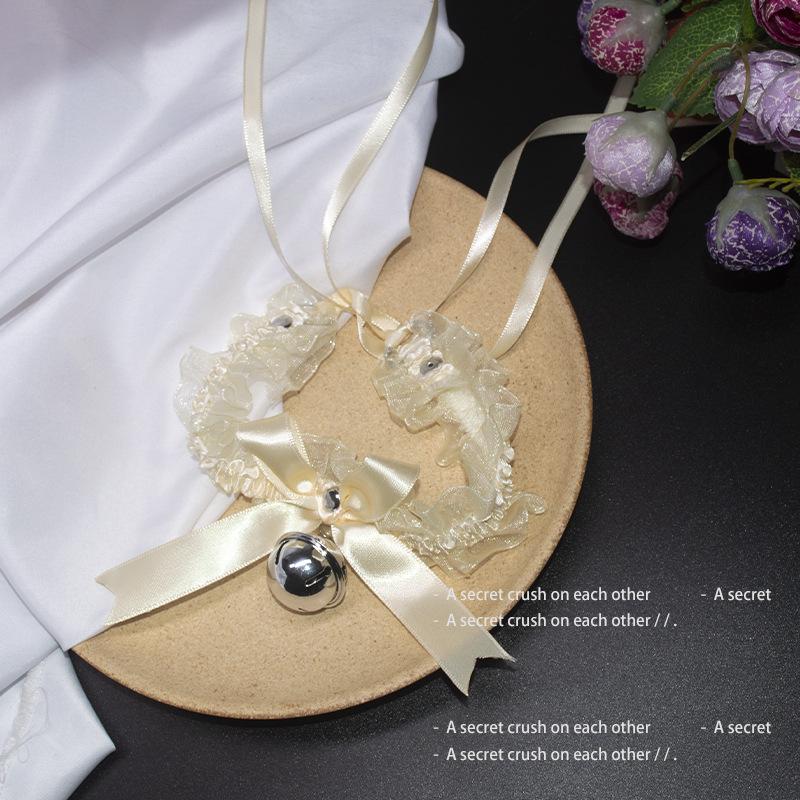 Jingle Bell Bow Lace Choker Necklace: Soft Girl Collar Accessory