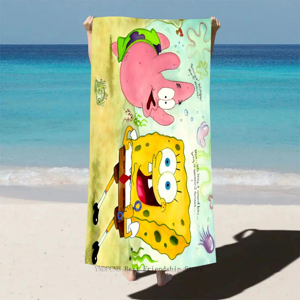 Cartoon SpongeBob SquarePants beach towels, quick-drying and soft, unisex. Can be used as children's beach blankets