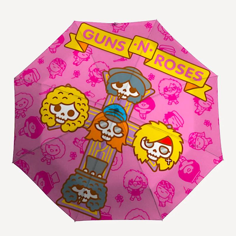 

1pc Guns N Roses Auto Open/close Umbrella, Portable Travel Umbrella, Everyday Use - Outdoor Accessory, Artistic Pattern, Compact Design, Fashion Love