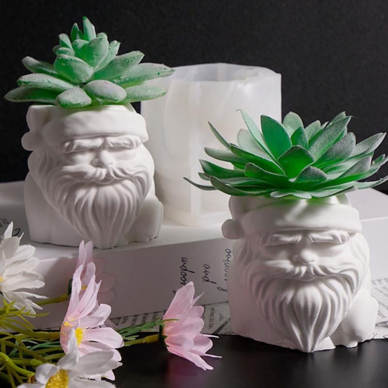 Santa Flower Pot Silicone Mold Christmas Candle Silicone Mould For Epoxy Resin Handmade Candle Soap Chocolate Baking