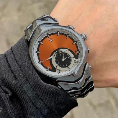 All Black Unique Fake Dial Quartz Watches Men Y2K Creative Different Shapes Waterproof Watch Man Luminous Steel Watch Male Clock
