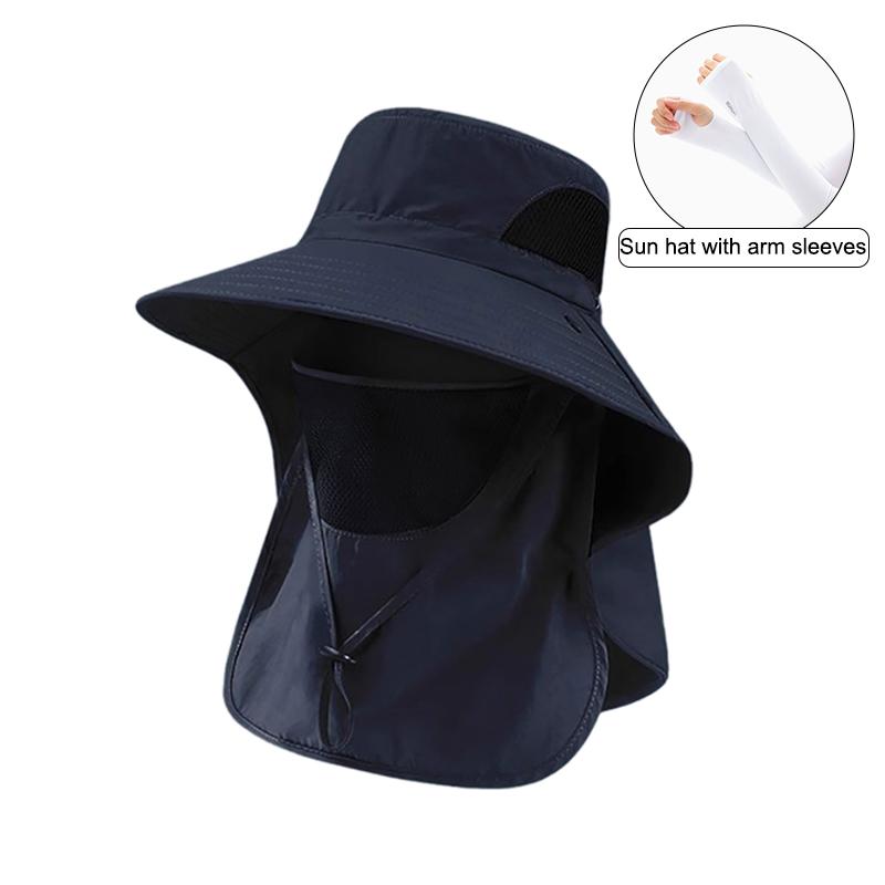 Summer Sun Hats Uv Protection Outdoor Hunting Fishing Cap For Men Women Hiking Camping Visor Bucket Hat Neck Flap Fisherman Hat