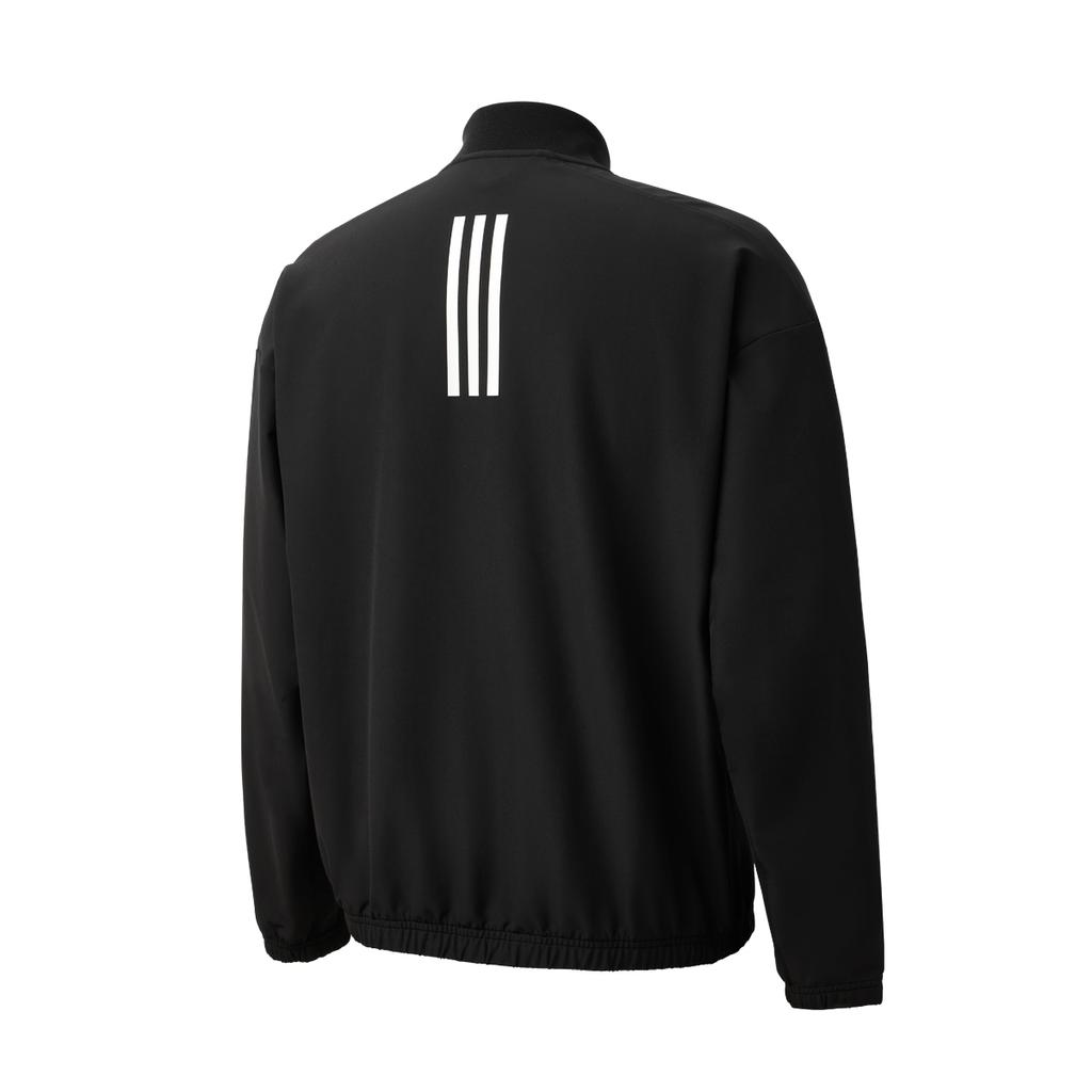 Adidas American Street Style Simple Striped Letter Logo Printed Baseball Collar Sports Casual Long Sleeve Jacket Men Jacket Black JL9638