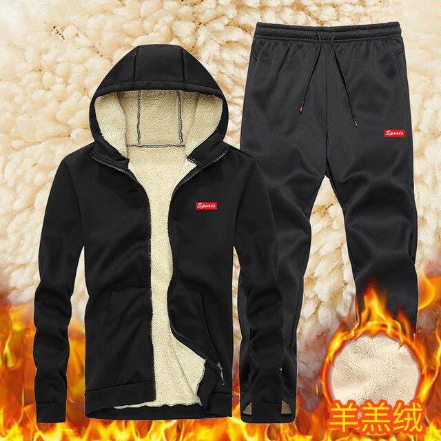 

Zeeshant брендовый зимний мужской флисовый теплый мужской спортивный костюм, повседневная спортивная одежда, куртка + брюки, толстые XXXXXL