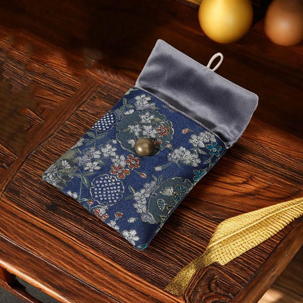 Embroidered Flowers Earrings Storage Case Chinese Style Jewelry Holder  Vacation