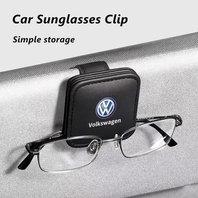 New Car Sun Visor Glasses Storage Box Sunglasses Clip Card Ticket Holder For VW Golf Polo Passat Tiguan Touran Jetta