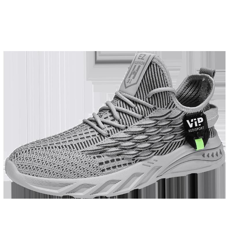 Shoes, sneakers, running shoes, breathable fly-woven mesh sneakers, soft-soled black running shoes