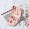 Portable Jewelry Case Multiple Grids Lightweight Mini Travel Jewellery Box with Zipper for Home Business Trip Pink