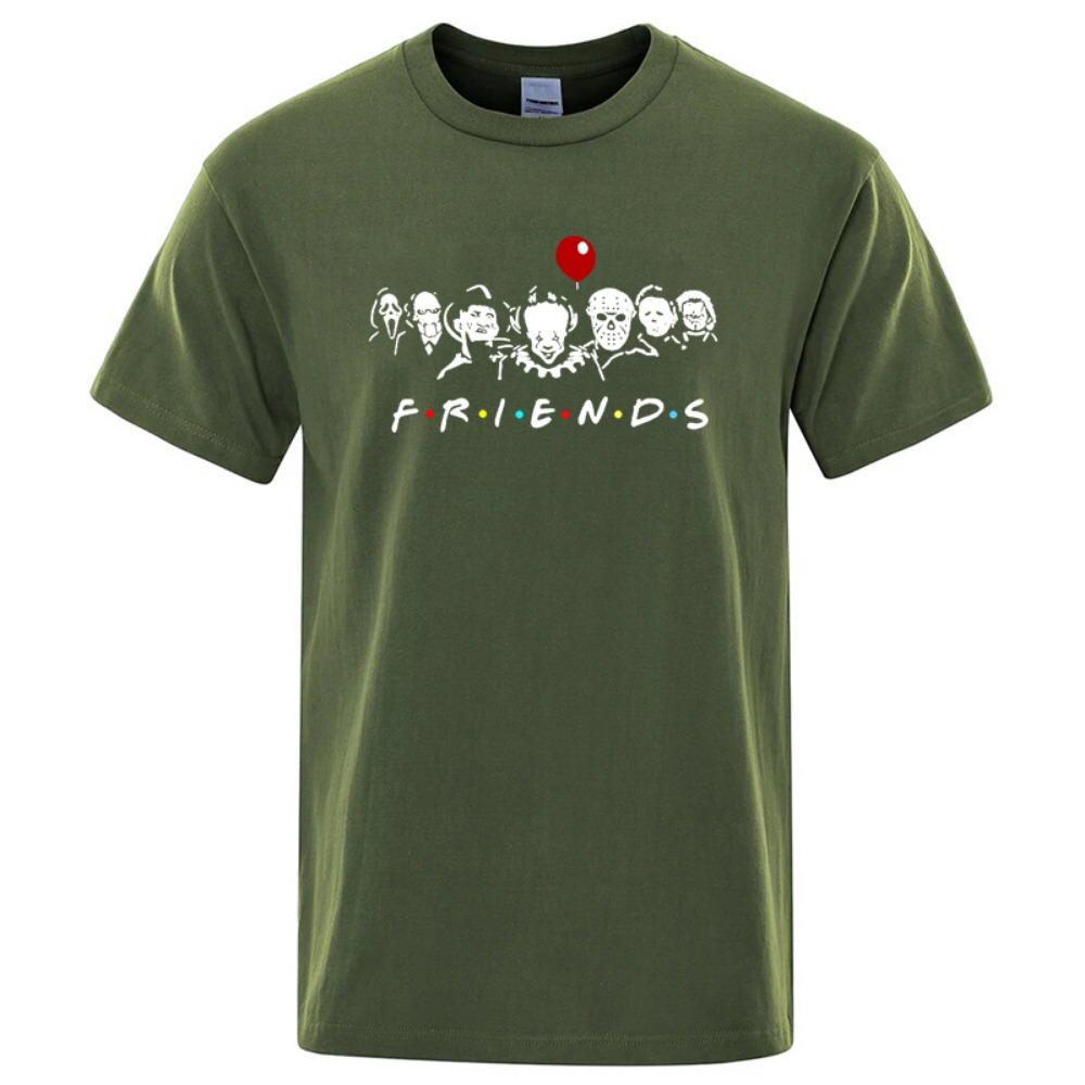 Men's High Quality T Shirt Cotton Fun Friend Print Short Sleeved Summer Loose Cool Round Neck Men's Top