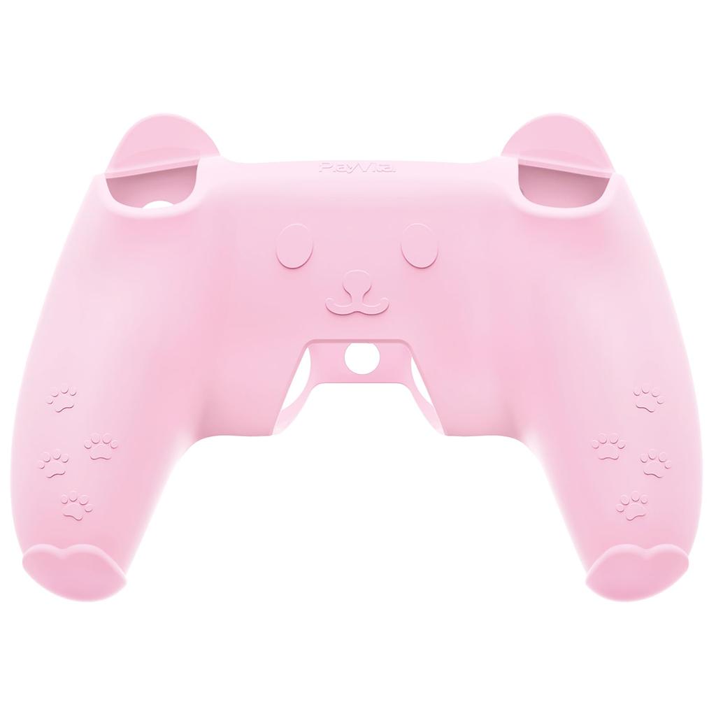 Silicone cover compatible with PlayVital ps5 compatible with charging station with cute bear style cover thumbstick cap cover touch pad sticker