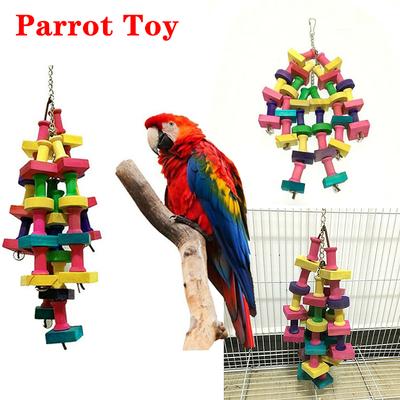 Parrot Pet Bird Wooden Chew Toy Perch Parrot Parrot Large Hanging Swing Cage