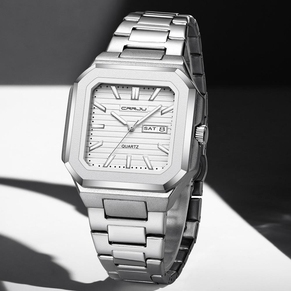 Men's Casual Stainless Steel Watch Analog Quartz Watch with Day and Date Classic Waterproof Dress Watch for Men